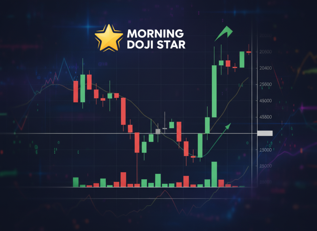 firefly gemini flash create an image of morning doji star pattern 97388